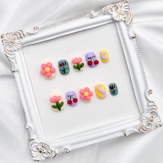 Playful Childhood Handmade Round Press-On Nails